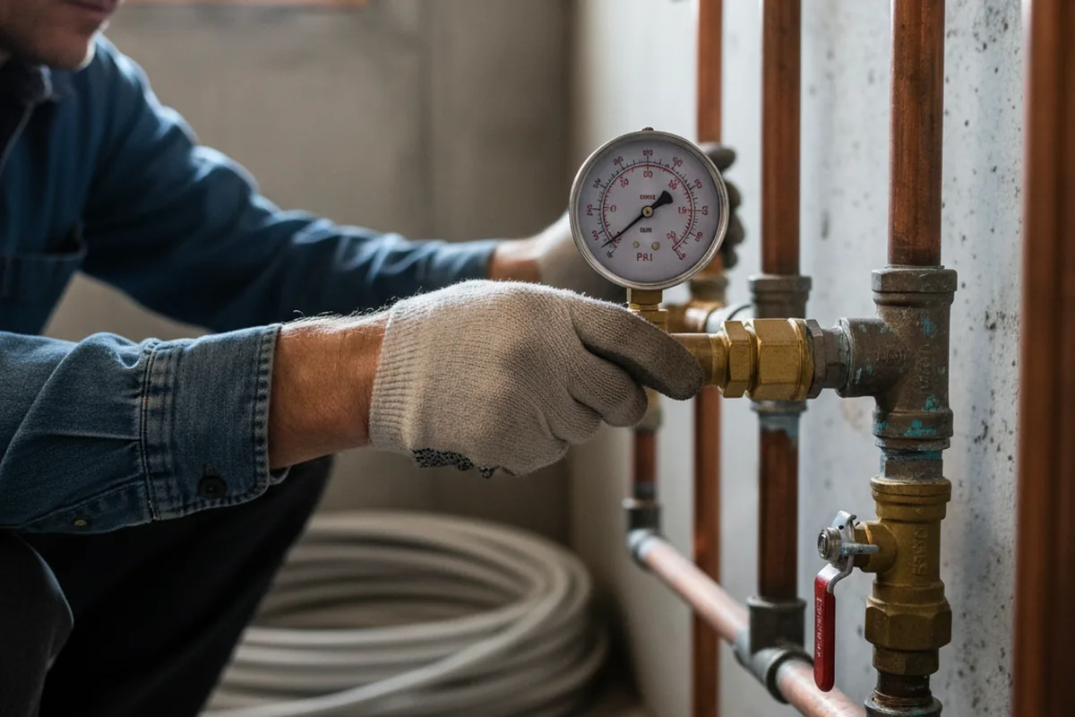 Pressure testing a repaired line during Water Line Repair in White Plains